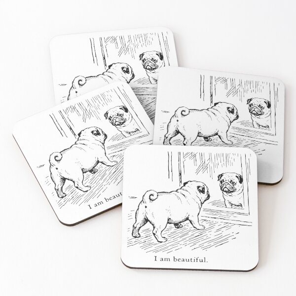 Item preview, Cute Pug Looking In The Mirror Saying I Am Beautiful Line Art designed and sold by NgumohaLanke.
