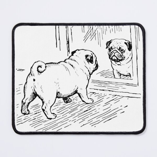 Item preview, Cute Pug Looking In The Mirror Saying I Am Beautiful Line Art designed and sold by NgumohaLanke.