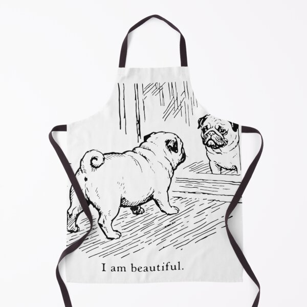 Item preview, Cute Pug Looking In The Mirror Saying I Am Beautiful Line Art designed and sold by NgumohaLanke.