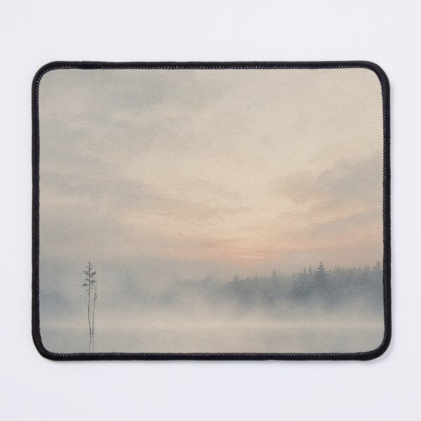 Item preview, Misty Dawn Lake Reflection Wall Art Print – Japandi Japanese Sumi-e Poster, Foggy Morning Water, Zen Minimalist Decor, Soft Sunrise Glow, Made by Japanese Artist in Japan designed and sold by SereniBloom.
