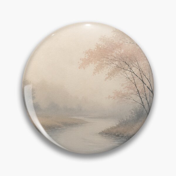 Item preview, Calm River Curve Wall Art Print – Japandi Japanese Sumi-e Poster, Misty Autumn River Landscape, Zen Minimalist Decor, Soft Flowing Water, Made by Japanese Artist in Japan designed and sold by SereniBloom.