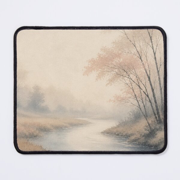 Item preview, Calm River Curve Wall Art Print – Japandi Japanese Sumi-e Poster, Misty Autumn River Landscape, Zen Minimalist Decor, Soft Flowing Water, Made by Japanese Artist in Japan designed and sold by SereniBloom.