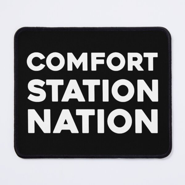 Item preview, Bold White Typography Comfort Station Nation Statement Text Design On Black Background designed and sold by PhocoNibict.