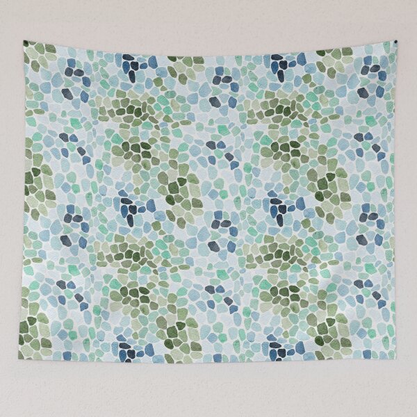 Item preview, Watercolor Sea Glass Mosaic Pebbles Pattern designed and sold by LafinaArt.