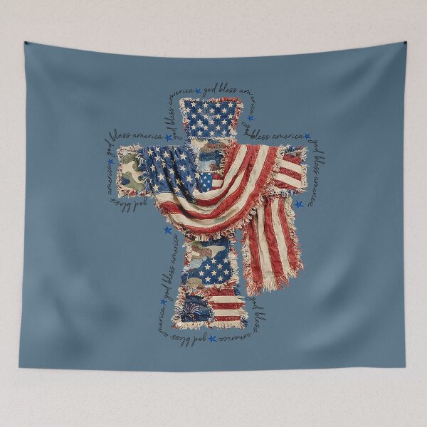 Item preview, God Bless America Patriotic Christian Cross American Flag designed and sold by miuukiuu.
