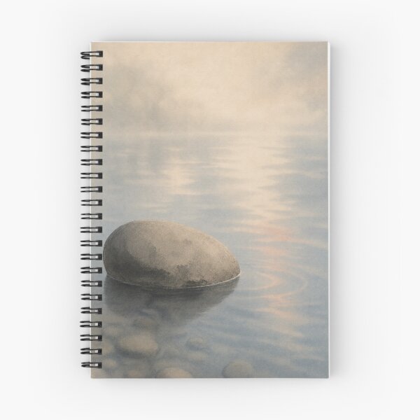 Item preview, Water and Stone Balance Wall Art Print – Japandi Japanese Sumi-e Poster, Zen River Stone Reflection, Minimalist Decor, Soft Ripple Mist, Made by Japanese Artist in Japan designed and sold by SereniBloom.