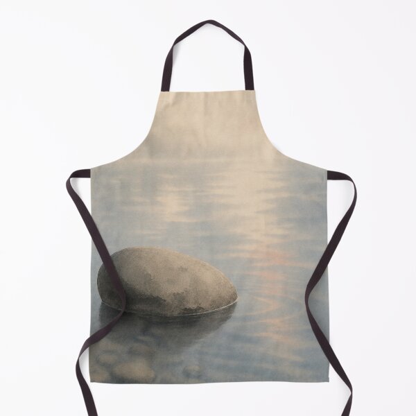 Item preview, Water and Stone Balance Wall Art Print – Japandi Japanese Sumi-e Poster, Zen River Stone Reflection, Minimalist Decor, Soft Ripple Mist, Made by Japanese Artist in Japan designed and sold by SereniBloom.