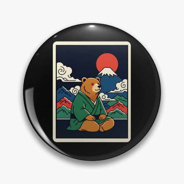 Item preview, Peaceful Bear Monk Beneath Mountain Sunrise in Retro Nature designed and sold by JordynLadukeg65.