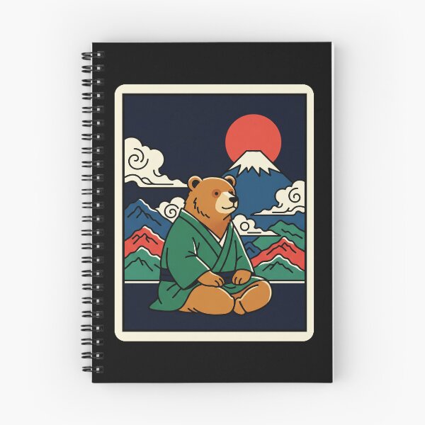 Item preview, Peaceful Bear Monk Beneath Mountain Sunrise in Retro Nature designed and sold by JordynLadukeg65.