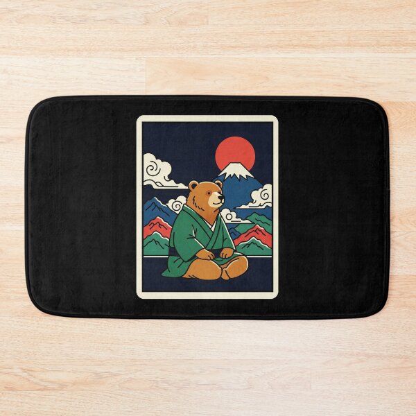 Item preview, Peaceful Bear Monk Beneath Mountain Sunrise in Retro Nature designed and sold by JordynLadukeg65.