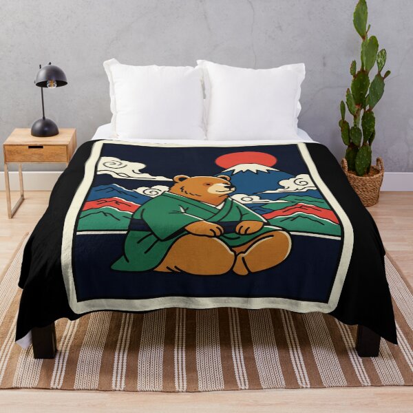 Item preview, Peaceful Bear Monk Beneath Mountain Sunrise in Retro Nature designed and sold by JordynLadukeg65.