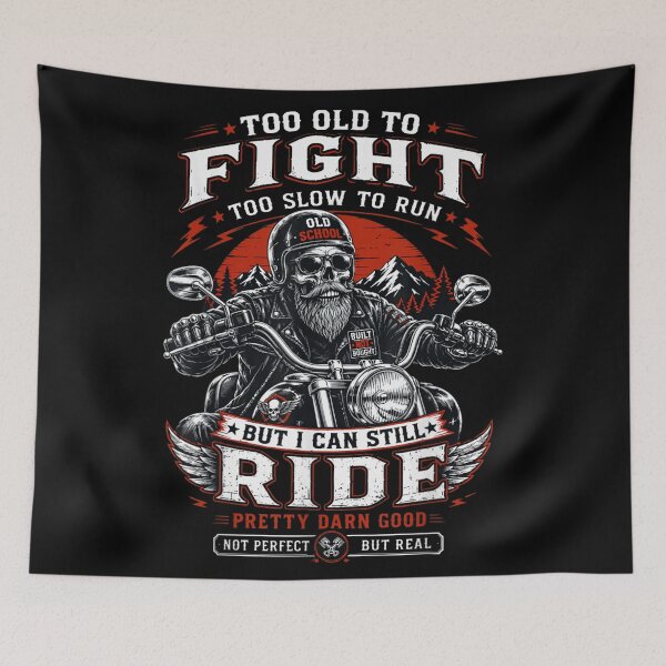 Item preview, Too Old To Fight Too Slow To Run But I Can Still Ride Motorcycle Skull designed and sold by PhocoNibict.