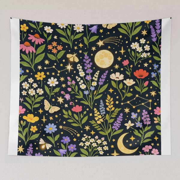 Item preview, Celestial Wildflower Night Garden Pattern designed and sold by StickyGuys.