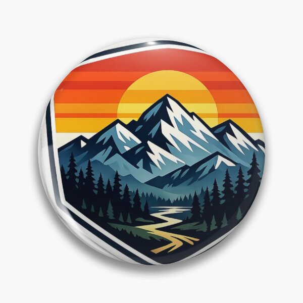 Item preview, Retro Mountain Escape Adventure Badge designed and sold by StickyGuys.