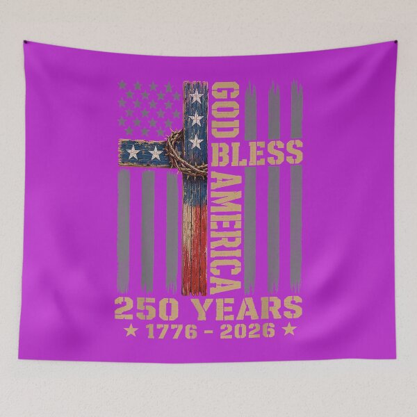 Item preview, God Bless America Christian Cross Flag 250 Years 1776 2026_4 designed and sold by melodycook.