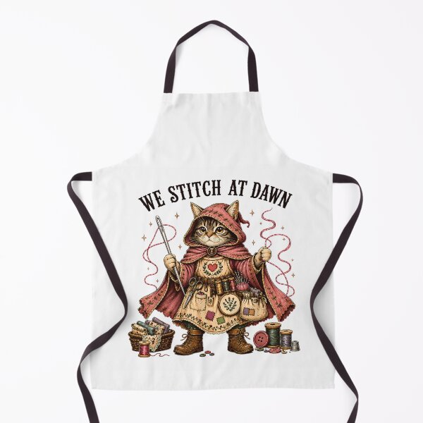 Item preview, We Stitch At Dawn Cute Cottagecore Sewing Cat Tailor Witch Costume Illustration designed and sold by PhocoNibict.