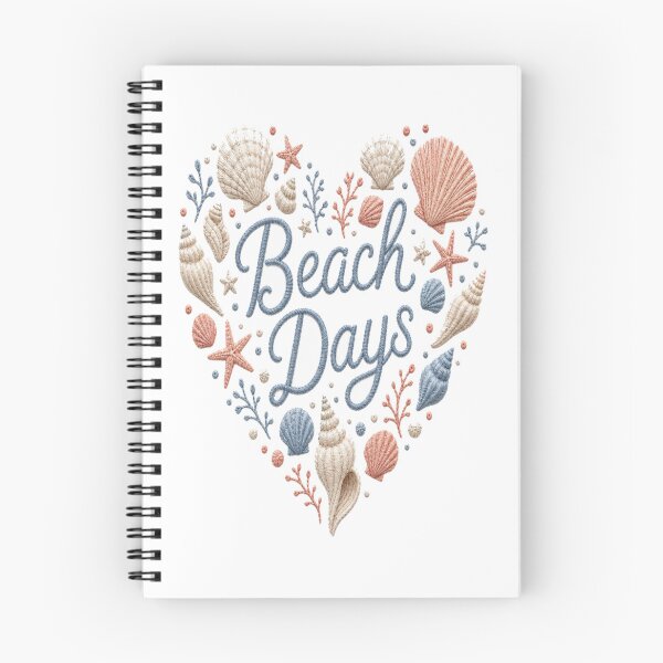 Item preview, Beach Days Embroidered Heart | Coastal Summer Shells & Starfish Aesthetic Design designed and sold by Bright Nest Studio.