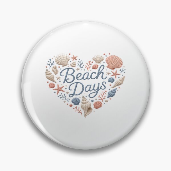 Item preview, Beach Days Embroidered Heart | Coastal Summer Shells & Starfish Aesthetic Design designed and sold by Bright Nest Studio.
