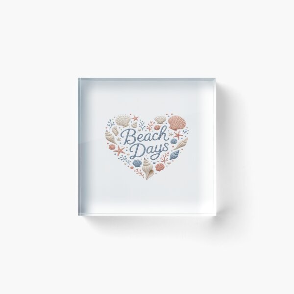 Item preview, Beach Days Embroidered Heart | Coastal Summer Shells & Starfish Aesthetic Design designed and sold by Bright Nest Studio.