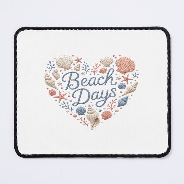 Item preview, Beach Days Embroidered Heart | Coastal Summer Shells & Starfish Aesthetic Design designed and sold by Bright Nest Studio.