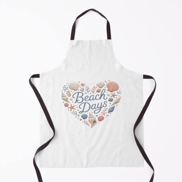 Item preview, Beach Days Embroidered Heart | Coastal Summer Shells & Starfish Aesthetic Design designed and sold by Bright Nest Studio.