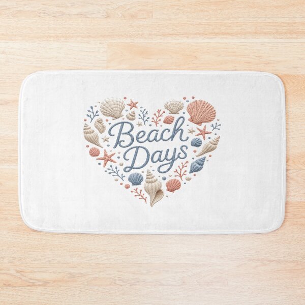 Item preview, Beach Days Embroidered Heart | Coastal Summer Shells & Starfish Aesthetic Design designed and sold by Bright Nest Studio.
