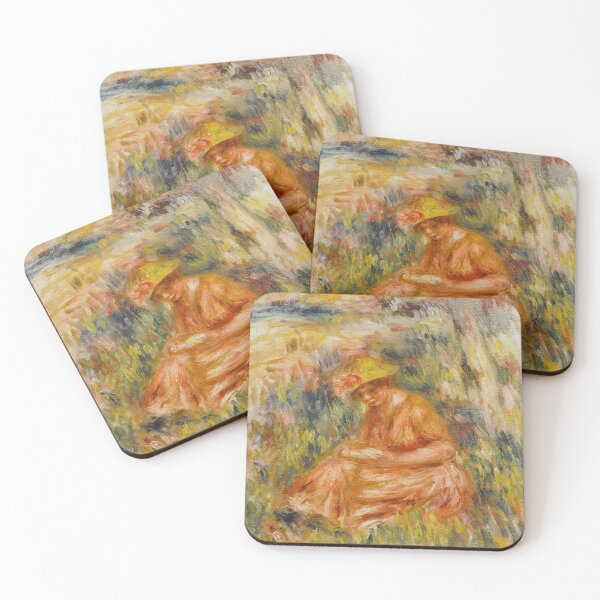 Item preview, Woman in Sunhat Seated Meadow designed and sold by artofuniverse.