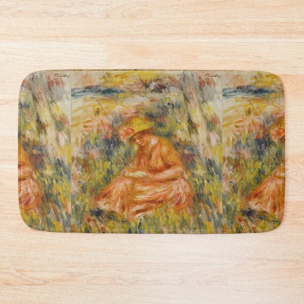 Item preview, Woman in Sunhat Seated Meadow designed and sold by artofuniverse.