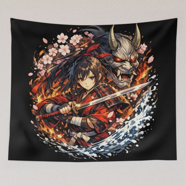 Item preview, Samurai Spirit & Oni Guardian – Japanese Warrior Anime Art designed and sold by Dreamy fantasy design.