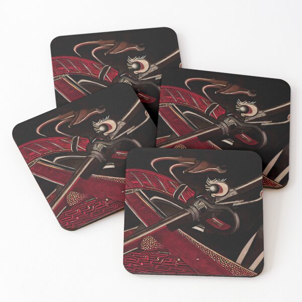 Item preview, Dark Crimson Arc Crossed Katana Lash Eye Maze Panel Speed Yokai Art designed and sold by YugenWorkshop.