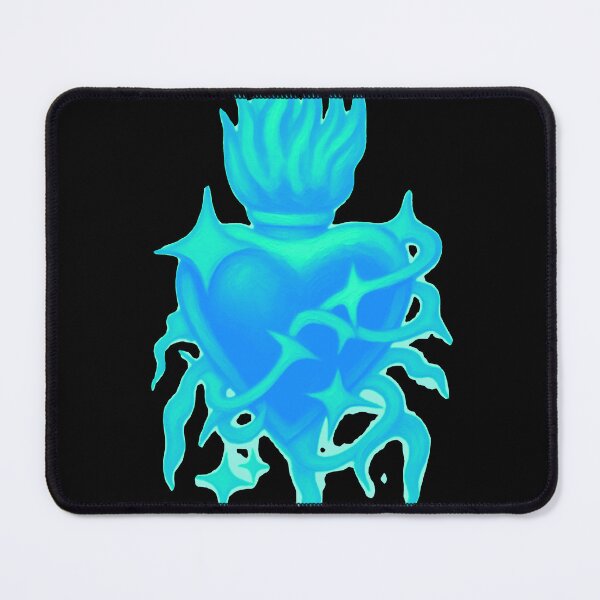 Item preview, Electric Blue Chrome Sacred Heart Futuristic Art designed and sold by Ideniquo.