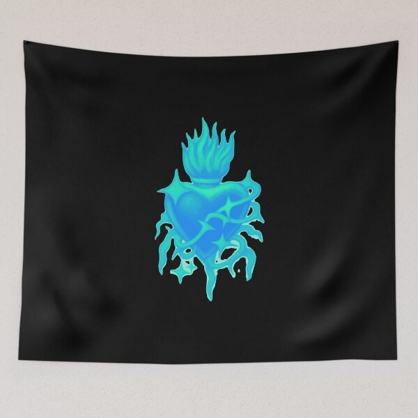 Item preview, Electric Blue Chrome Sacred Heart Futuristic Art designed and sold by Ideniquo.