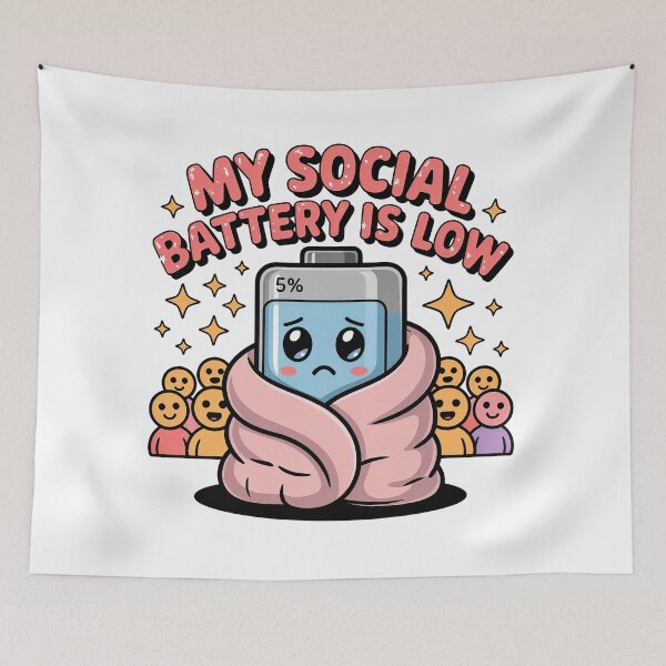 Item preview, Funny Autism, My Social Battery Is Low Funny Introvert Pastel Retro designed and sold by graphic-genie.