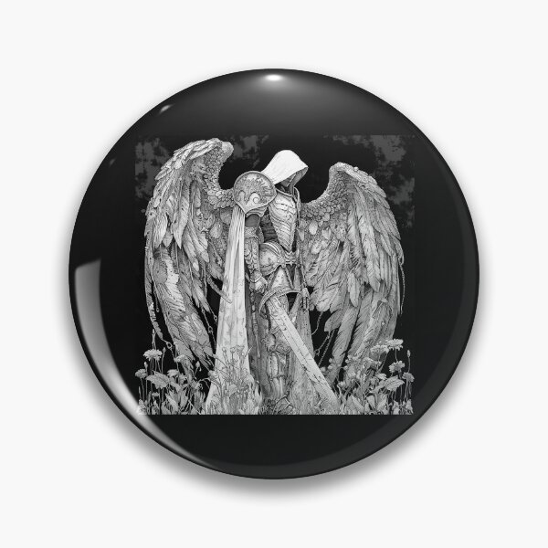Item preview, Hooded Angel Warrior with Sword in Black and White designed and sold by inkoutninja.