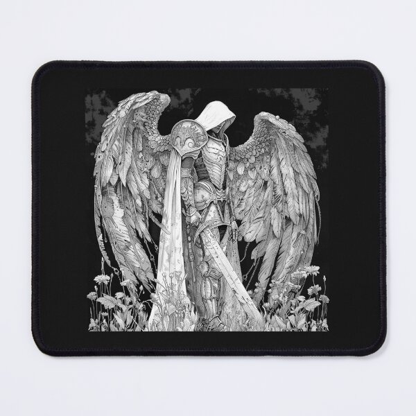 Item preview, Hooded Angel Warrior with Sword in Black and White designed and sold by inkoutninja.