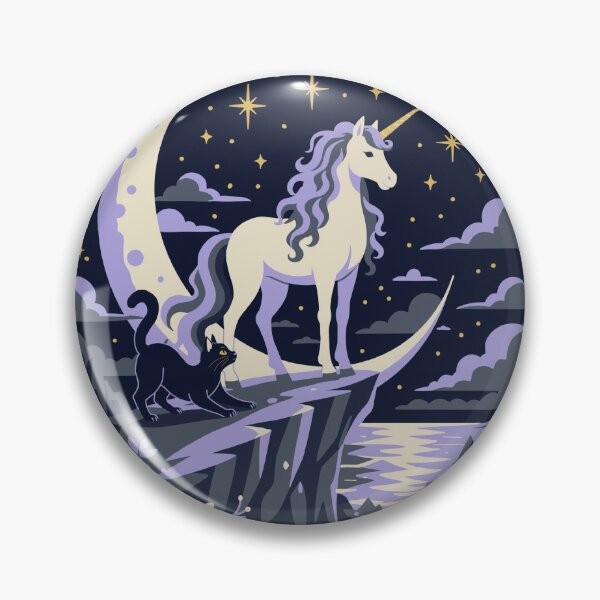 Item preview, Moonlit Fantasy Unicorn with Black Cat designed and sold by DerpCat Sketches.