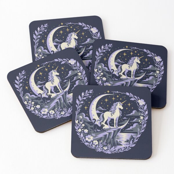 Item preview, Moonlit Fantasy Unicorn with Black Cat designed and sold by DerpCat Sketches.