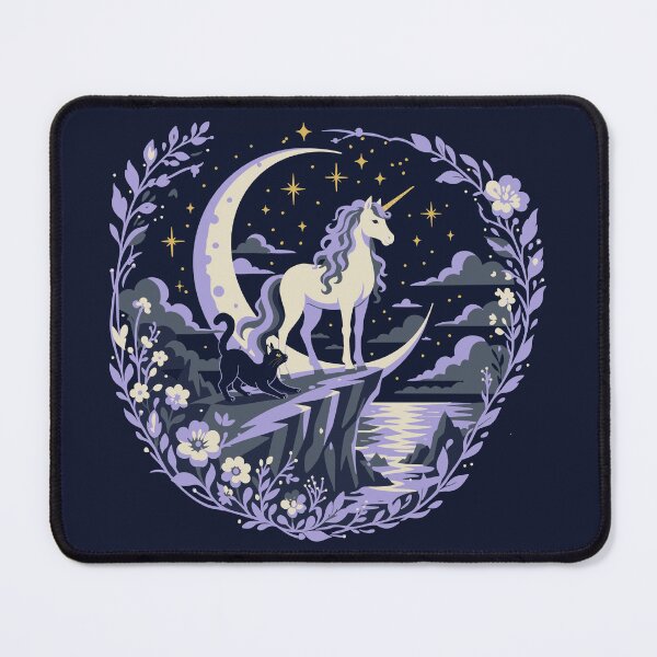 Item preview, Moonlit Fantasy Unicorn with Black Cat designed and sold by DerpCat Sketches.
