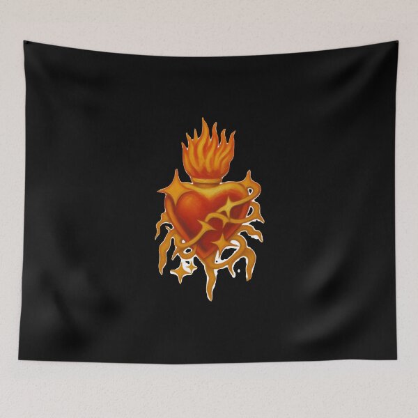 Item preview, Burning Orange Neon Sacred Heart Rave Graphic designed and sold by Ideniquo.