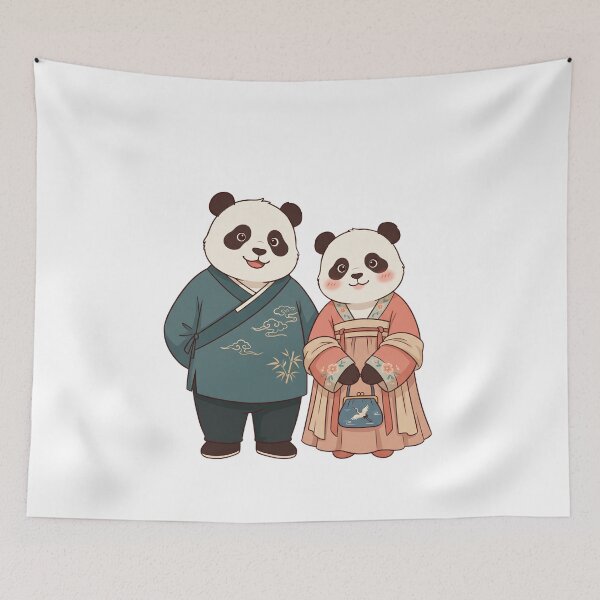 Item preview, Cute Panda Couple in Traditional Chinese Hanfu designed and sold by TaiwanMemory.