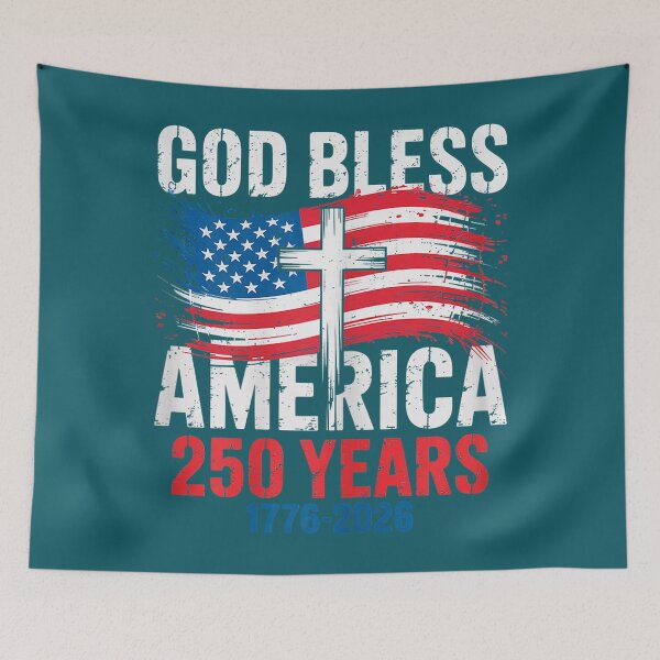 Item preview, God Bless America 1776 2026 250 Years Christian Cross Flag designed and sold by meilcannb.