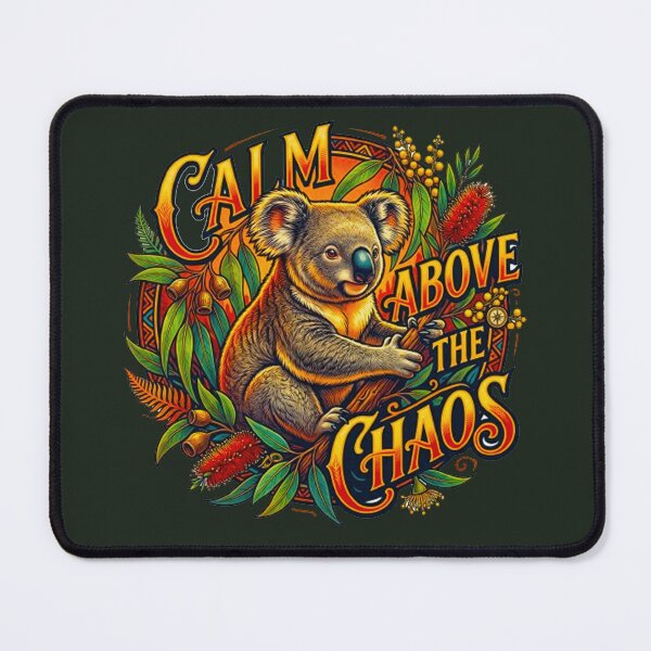 Item preview, Calm Above The Chaos Cute Koala Vintage Outback Retro Badge designed and sold by MT-Hub | Cute Aesthetic Art, Stickers & Phone Cases.
