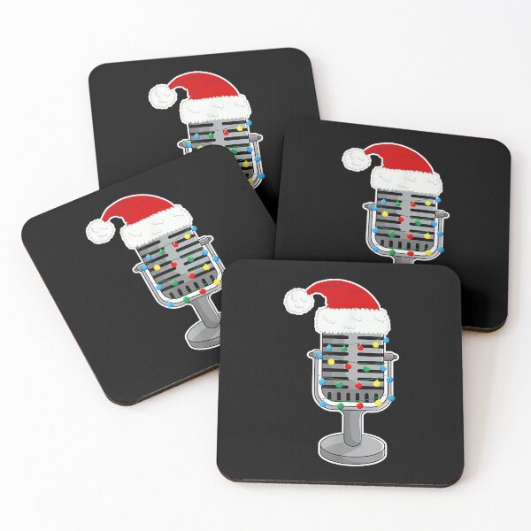 Aperçu de l'œuvre Podcast avec micro et bonnet de Noël créée et vendue par AnnUWatts.