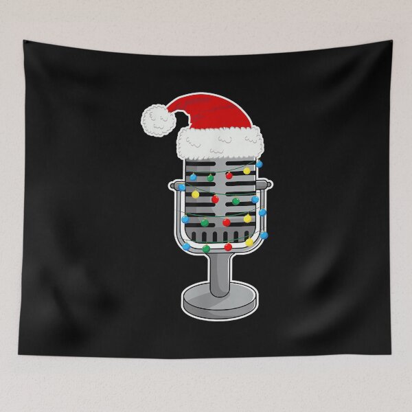 Item preview, Christmas Lights Podcast Mic Wearing Xmas Hat Podcaster designed and sold by AnnUWatts.