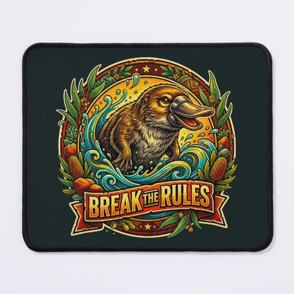 Item preview, Break The Rules Platypus Vintage Australian Outback Retro Badge designed and sold by MT-Hub | Art for Every Soul.