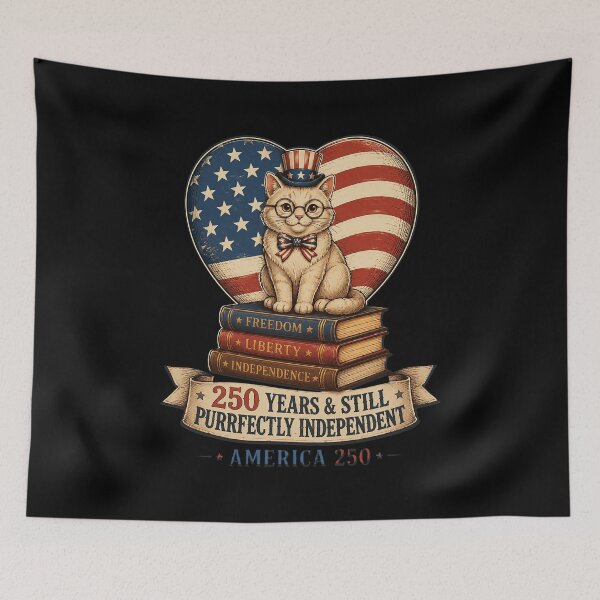 Item preview, 250 Anniversary USA Book Cute Cat 4th of July designed and sold by OlakunleOloroz.