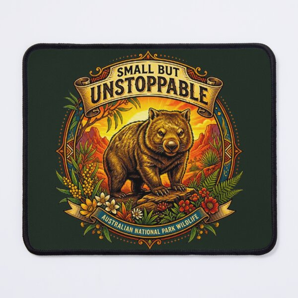 Item preview, Small But Unstoppable Wombat Vintage Australian National Park Retro Badge designed and sold by MT-Hub | Cute Aesthetic Art, Stickers & Phone Cases.