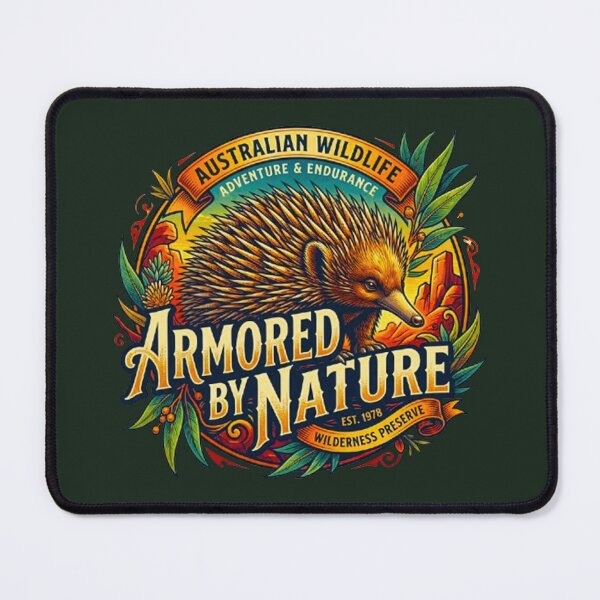 Item preview, Armored By Nature Echidna Vintage Australian Wildlife Retro Badge designed and sold by MT-Hub | Art for Every Soul.
