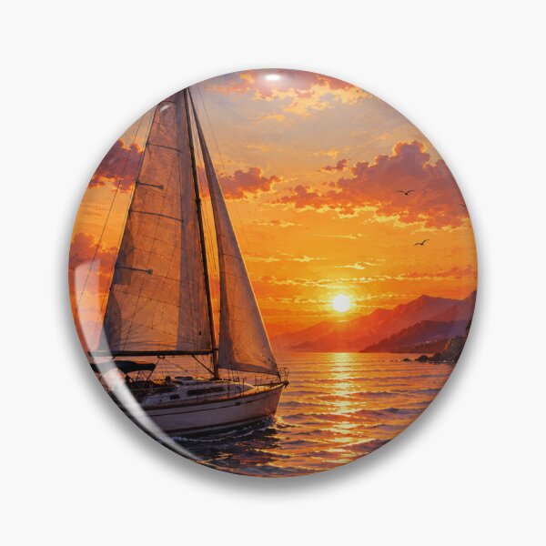 Item preview, Peaceful Sailboat Ocean Sunset Landscape Art designed and sold by YogiCodeLab.