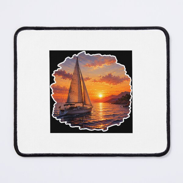 Item preview, Peaceful Sailboat Ocean Sunset Landscape Art designed and sold by YogiCodeLab.